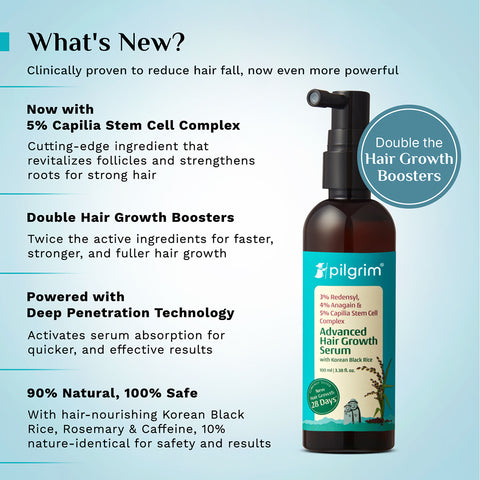 سيروم بيلغريم المتطور لنمو الشعر - 100 مل، يحتوي على 3% ريدينسيل، 4% أناجين، و5% مركب الخلايا الجذعية كابيليا