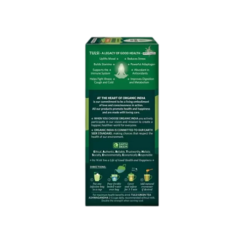 ORGANIC INDIA Tulsi Green Tea Ashwagandha 25 Tea Bags