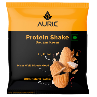 Auric Vegan Protein Powder For Men & Women - Kesar Badam Flavour, 1Kg