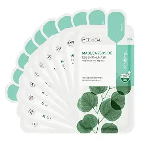 Mediheal Best Korean Sheet Mask | Madecassoside Essential Face Mask | For Sensitive Blemish Prone Hydrating Moisturizing Calming Soothing | All Skin Types | 10 Sheets