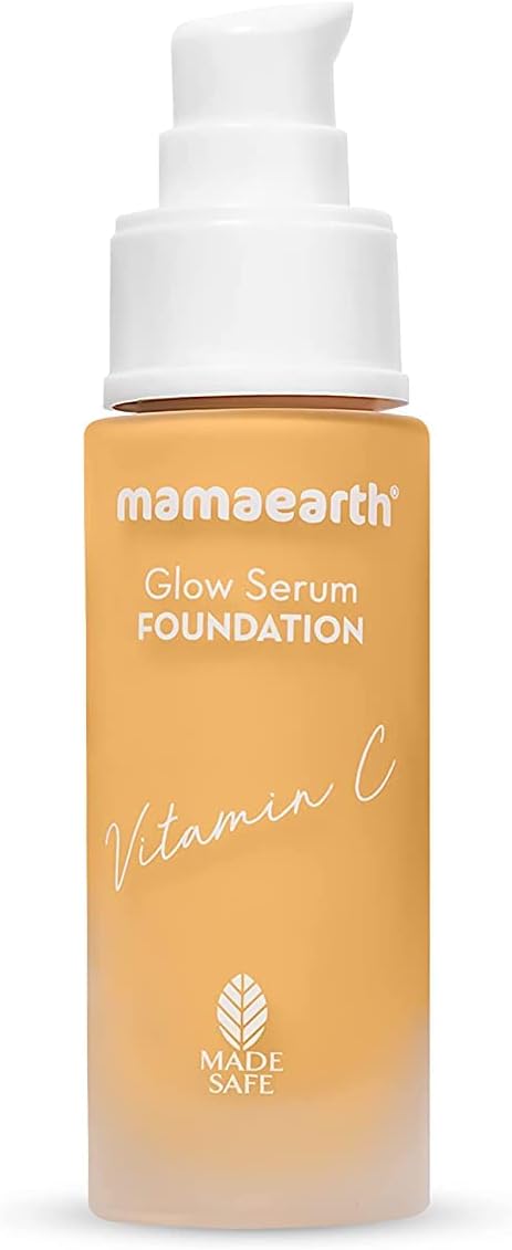 Mamaearth Glow Serum Foundation Lotion with Vitamin C & Turmeric for 12 Hour Long Stay 02 Creme Glow 30 ml Dewy Finish