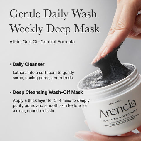 Arencia Black Tea Rice Mochi Face Cleanser, Deep-Cleansing, Pore Care, Sebum Control, Oily Skin 120g (4.23 oz) - Image 7