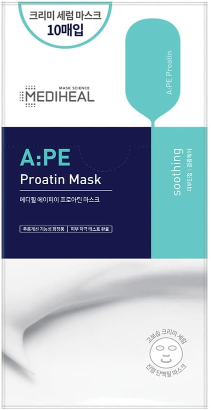 Mediheal A: Pe Protein Sheet Mask | Soothing & Strengthening Skin Barrier pack of 10