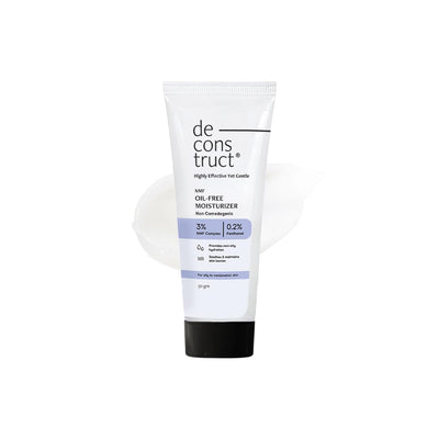 Deconstruct Oil-Free Moisturizer for Oily Skin - 3 NMF Complex + 0.2 Panthenol | Non-Comedogenic Moisturizer - 50gm + Deconstruct Gel Sunscreen - SPF 55+ and PA+++ | Water Resistant Sunscreen - 50gm