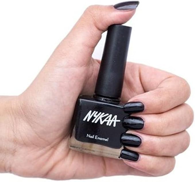 Nykaa Pop Nail Enamel Black Licorice - Black, 10 ml - Image 4