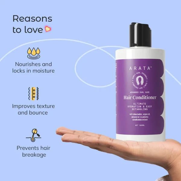 Arata Advanced Curl Care Hair Conditioner - Shea Butter & Argan Oil, 300ml - Image 3