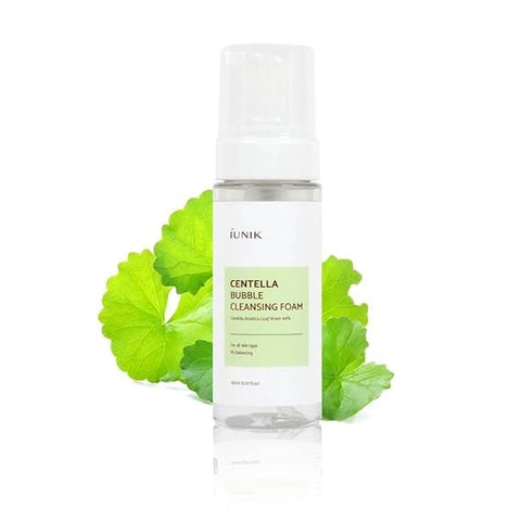 IUNIK Centella Bubble Foaming Vegan Facial Cleanser Extract, Soothing, Moisturizing, Exfoliating Whiteheads