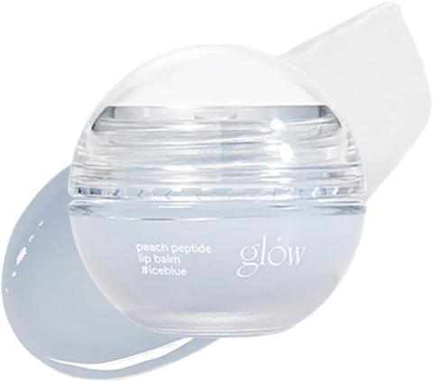 glow peach peptide repair lip balm #iceblue, peptide‑infused nourishing lip balm, cruelty‑free & artificial fragrance‑free, moisturizes & smooths dry lips, unscented, 8g