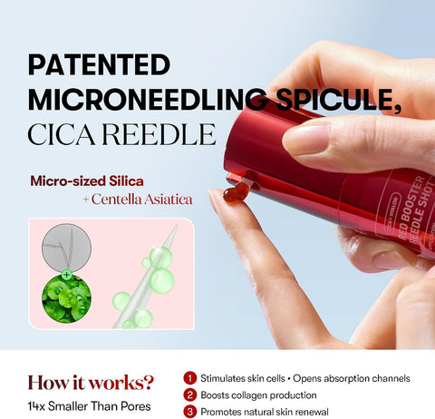 VT COSMETICS Red Booster Reedle Shot 100, Microneedling Serum with Dragon’s Blood, Exosome, Soothing Relief Serum for Irritated, and Sun-Stressed Skin, Scalp Care, Korean Skincare 1.69 fl oz (50ml) - Image 3