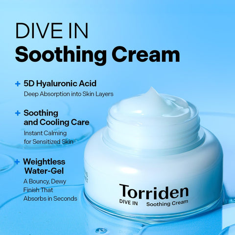 TORRIDEN DIVE-IN Low-Molecular Hyaluronic acid Soothing Cream 3.38 fl oz | Facial Moisturizer Gel for Sensitive, Dry Skin | Fragrance-free, Alcohol-free, No Colorants | Vegan, Clean, Cruelty-Free - Image 2