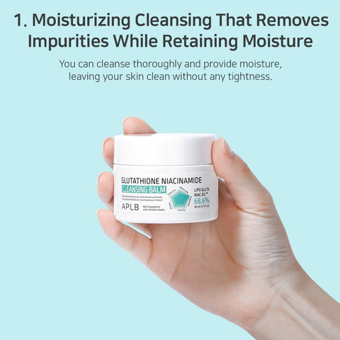 APLB Glutathione Niacinamide Cleansing Balm | LIPO GLUTA NIAC OIL 68.6% 2.71 FL.OZ/Korean Skin Care, Makeup Remover for Sensitive Skin, Moisturises, Pore Care - Image 8