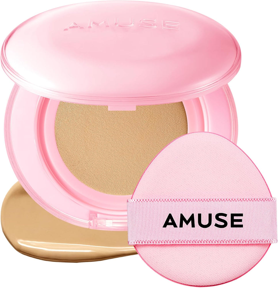AMUSE Dew Power Vegan Cushion Foundation (03 HONEY) | nude beige | Dewy, Glow, Long-lasting, Double Coverage, Clean Beauty, Lightweight, Natural Look, Hydrating Cushion, Korean Make Up