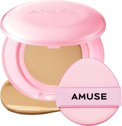 AMUSE Dew Power Vegan Cushion Foundation (03 HONEY) | nude beige | Dewy, Glow, Long-lasting, Double Coverage, Clean Beauty, Lightweight, Natural Look, Hydrating Cushion, Korean Make Up