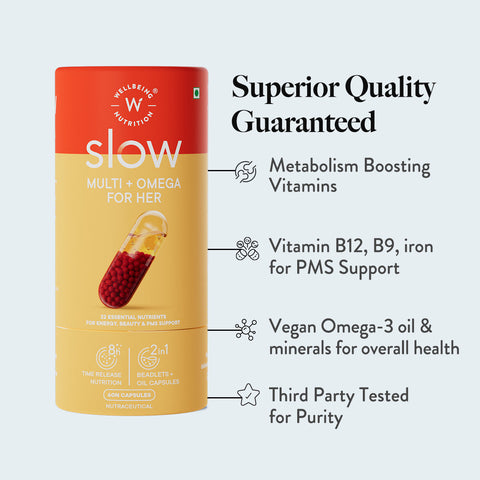 Wellbeing Nutrition Slow Multi + Omega for Her Multivitamin capsule for Women 60 Capsules