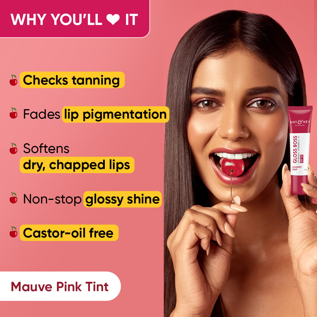 Dot & Key Gloss Boss Lip Balm with Vitamin C+E SPF 30, Cherry Pop, 12g - Image 3