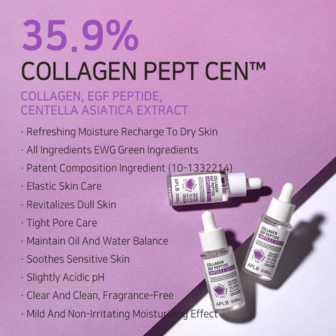 APLB Collagen EGF Peptide Ampoule Serum | COLLAGEN PEPT CEN™ 35.9% 1.35 FL.OZ/Korean Skincare, Elasticity care, Long lasting moisturizing, Revitalize for gentle and improve skin texture - Image 3