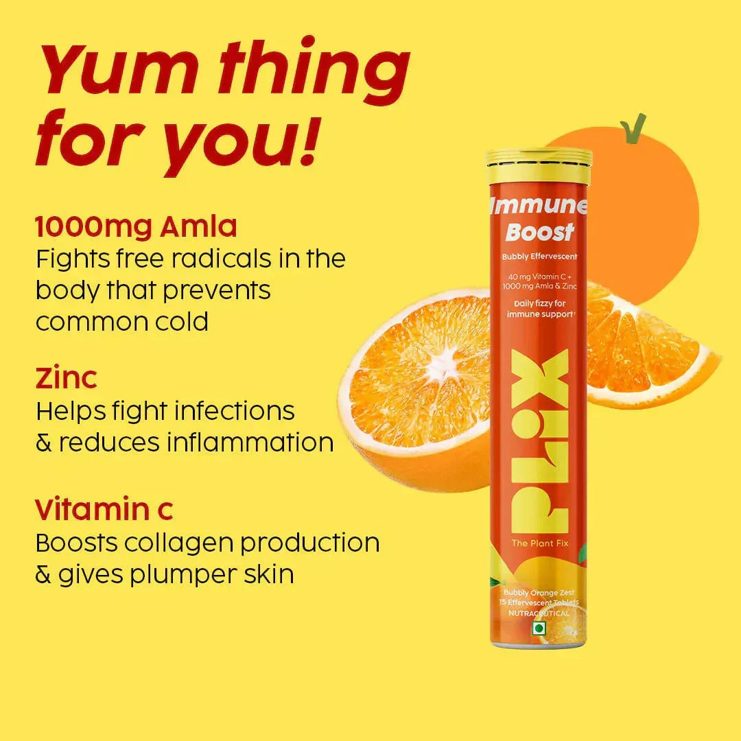 Plix Immune Boost Bubbly Orange Zest Effervescent Tablets - 15 Count - Image 3