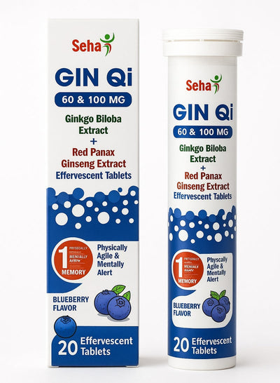 Seha SEHA GIN QI Effervescent Tablets Blueberry Flavor - 60mg & 100mg, 20 Count - Image 3