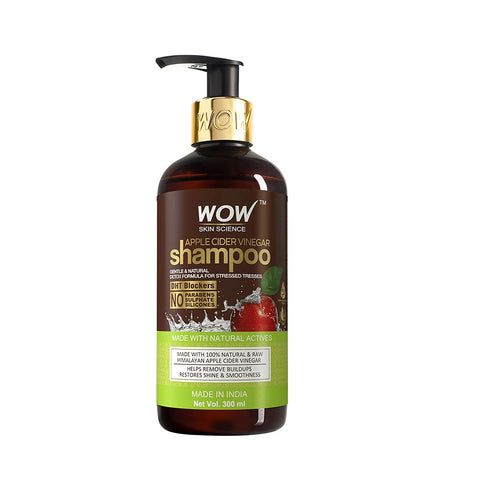 WOW Skin Science Apple Cider Vinegar Shampoo - Restores Shine & Smoothness - No Parabens, Sulphates & Silicones - Pack of 2 - Net Vol 600ml