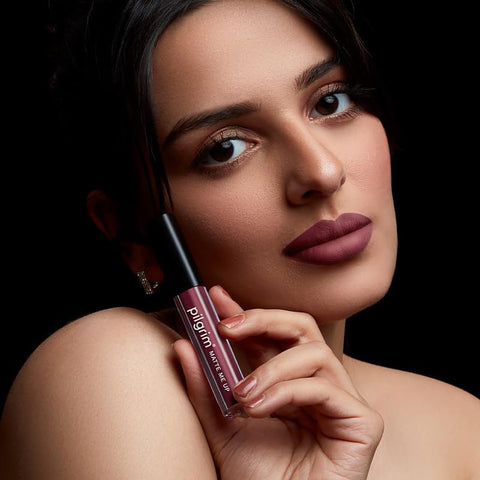 Pilgrim Liquid Matte Lipstick Berry Tease Lipstick for Women Transferproof, Long Lasting & Non Drying 3gms