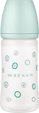 Moyuum PPSU Glass Feeding Baby Bottle with Nipple 240ml (+3 months) - Anti Colic, BPA Free & Easy Clean Wide-Neck Non-Tip Stable Base - No Fish Edition