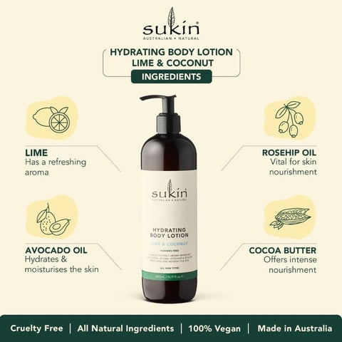 Sukin Hydrating Body Lotion, Lime & Coconut, 500 Ml