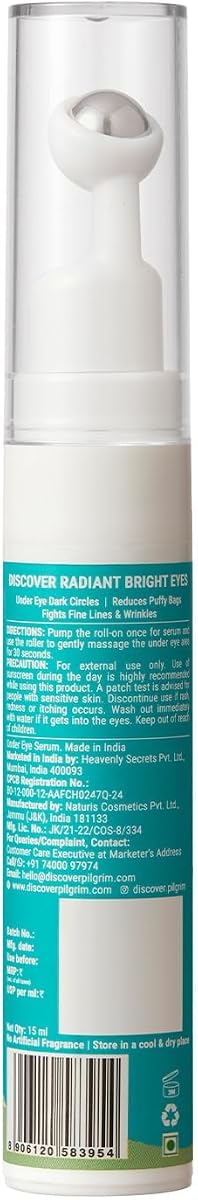 Pilgrim Squalane Under Eye Roll-On Serum with Phyto-Retinol & Caffeine - 15ml - Image 8