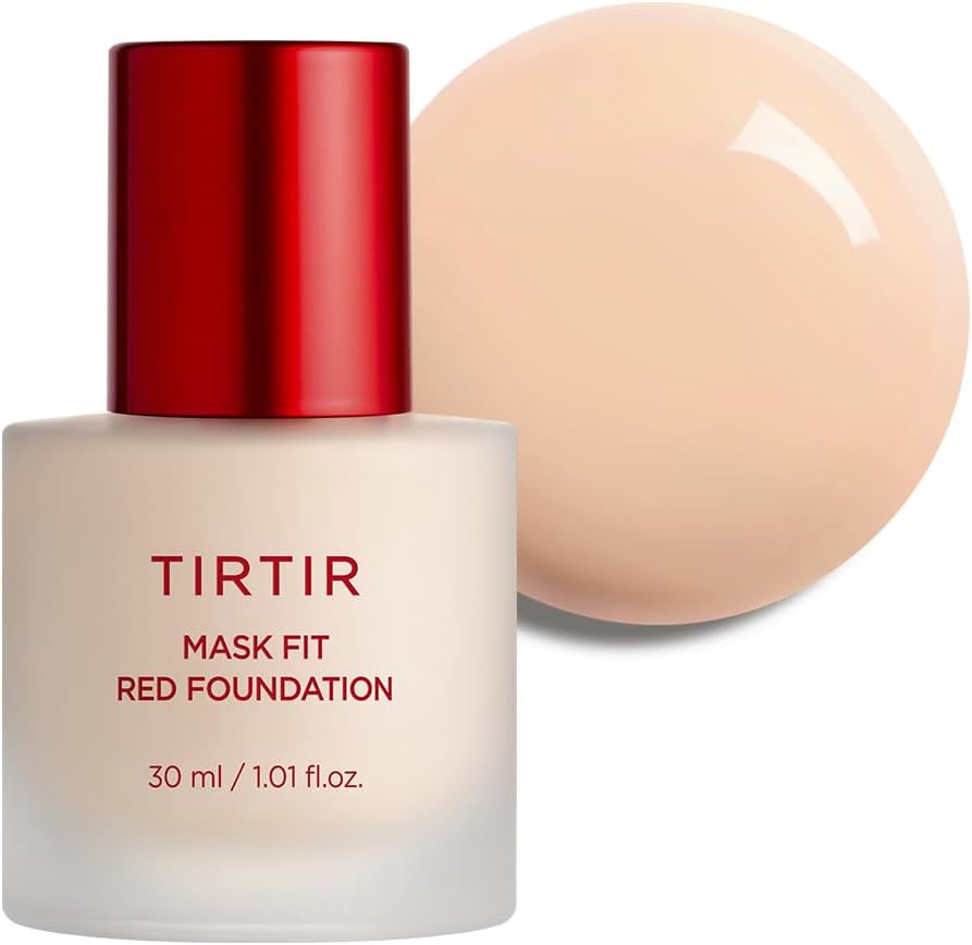 TIRTIR Mask Fit Red FoundationㅣLong Lasting Flawless Coverage, Energy Essence, Lightweight, Hydrating, Pore-Blurring, Breathable Satin Finish, Makeup, Radiant Skin, #17C Porcelain, 1.01 Fl Oz