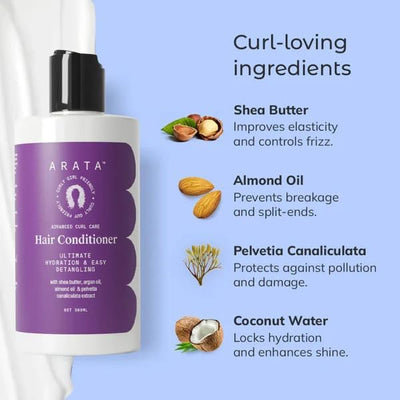 Arata Advanced Curl Care Hair Conditioner - Shea Butter & Argan Oil, 300ml - Image 4