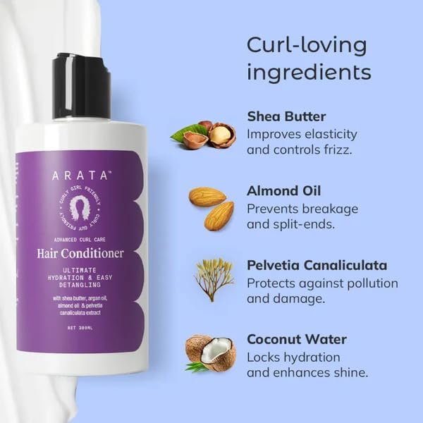 Arata Advanced Curl Care Hair Conditioner - Shea Butter & Argan Oil, 300ml - Image 4