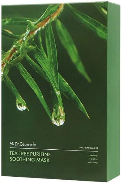 Dr.Ceuracle Tea Tree Purifine Soothing Face Mask - 23ml, 10 Pack, with Niacinamide and Centella Asiatica