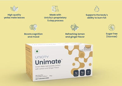 Unicity Unimate Green Mate Leaf Powder with Lemon & Ginger - 63g - Image 4
