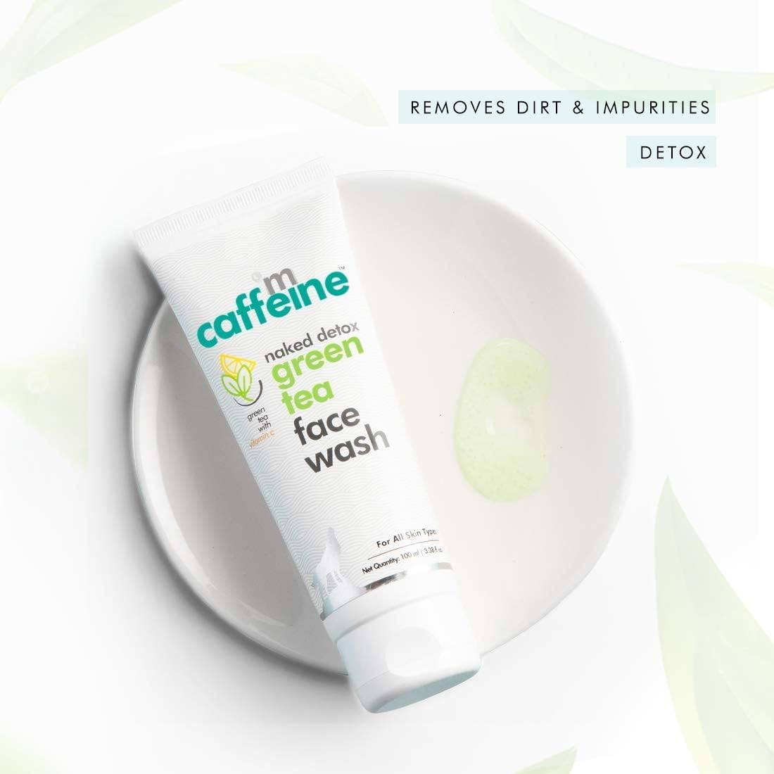 mCaffeine Naked Detox Green Tea Face Wash - 100ml, Paraben & SLS Free - Image 3