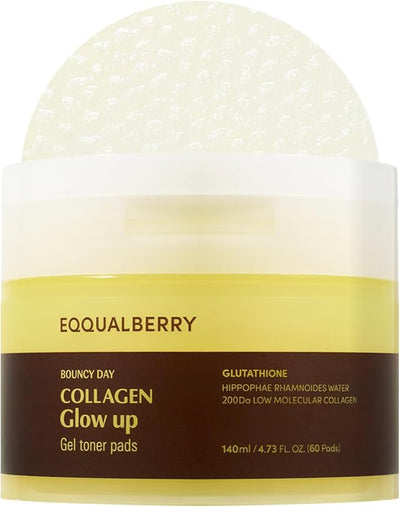 Eqqualberry Collagen Glow Up Gel Toner Pads - 60 Sheets