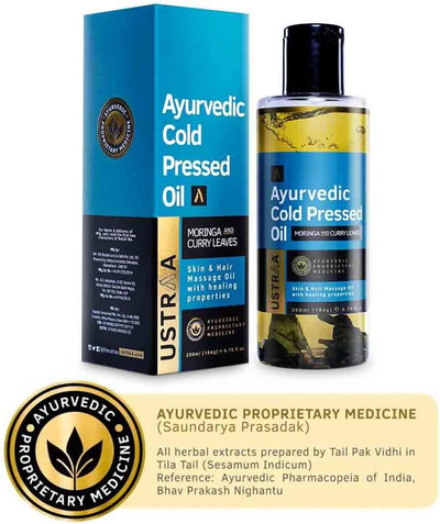 Ustraa Ayurvedic Cold Pressed Hair Oil with Moringa and Curry Leaves - 200ml - Image 5
