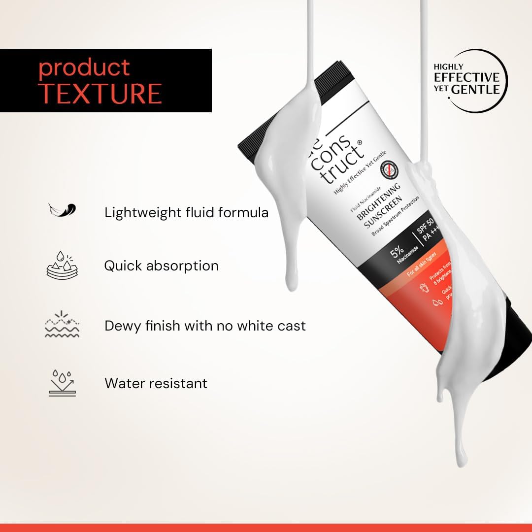 Deconstruct Fluid Brightening Sunscreen SPF 50+, No White Cast - 50g - Image 2