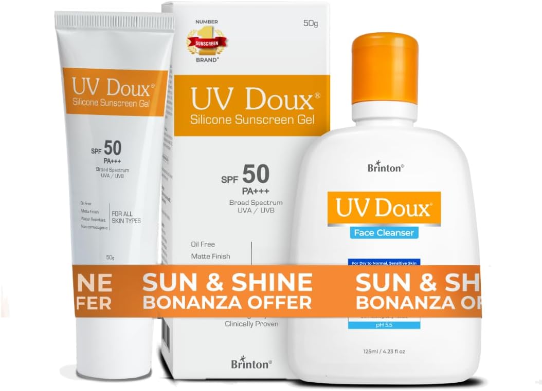 Brinton UV Doux Sunscreen Gel with Cleanser, 50g Combo Pack