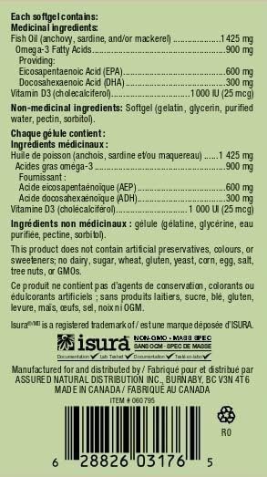 Ultimate Omega-3 900mg with Vitamin D3 65 Softgels - Triple Strength - Image 2