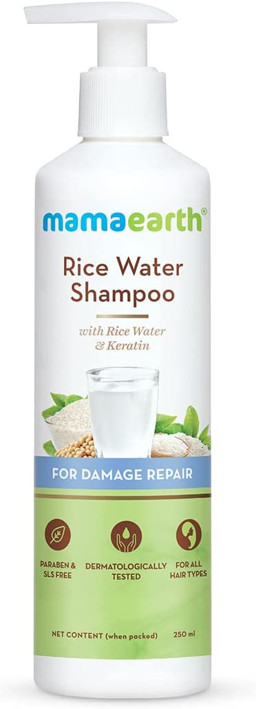 Mamaearth Rice Water Shampoo With Rice Water & Keratin For Damaged, Dry and Frizzy Hair – 250ml