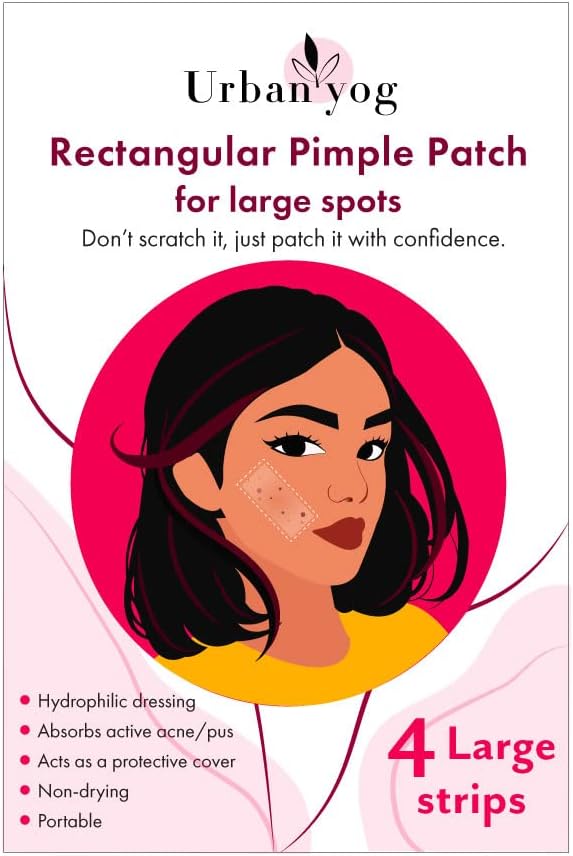 UrbanYog Rectangular Pimple Patch - Hydrocolloid Treatment Stickers, 4-Pack