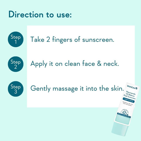 WishCare Niacinamide Oil Balance Sunscreen SPF 50 PA++++ - Light & Matte Sunscreen for Oily Skin