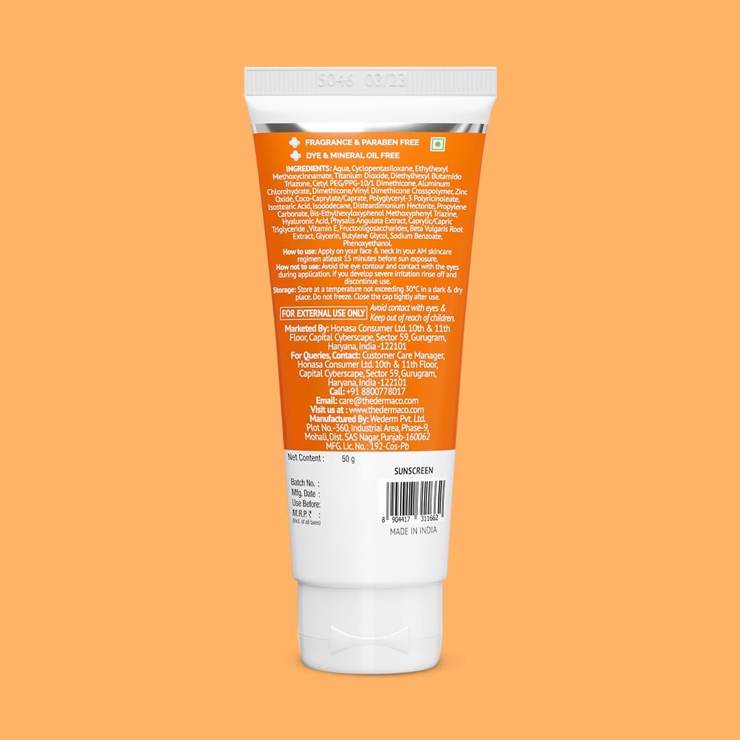 The Derma Co 1% Hyaluronic Acid Long Lasting SPF 50 Sunscreen - 50g - Image 6