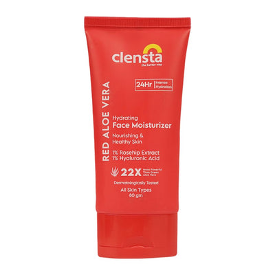 Clensta Face Moisturiser with Red Aloe Vera - Hydrating 80ml