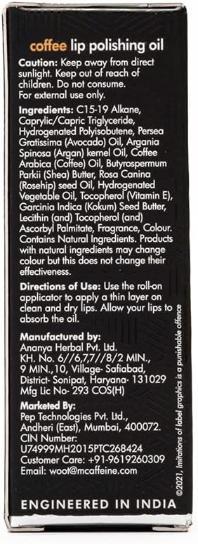 mCaffeine Coffee Lip Polishing Oil - Face Moisturiser, 10ml - Image 2