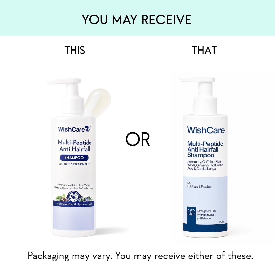 WishCare Multi Peptide Rice Water Anti Hairfall Shampoo - Sulphate Free, 250ml - Image 2