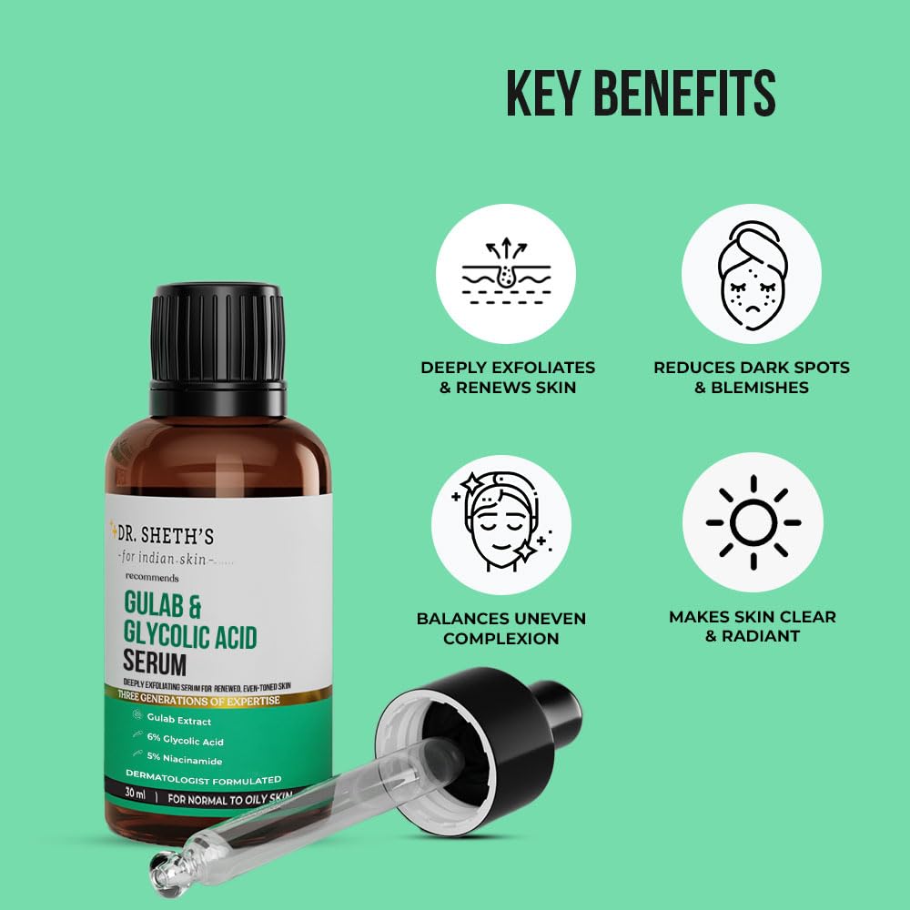 Dr. Sheth's Gulab & Glycolic Acid Face Serum - 30ml - Image 2
