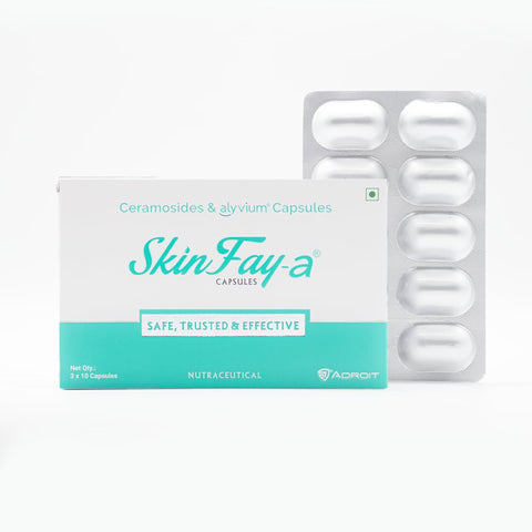 Skinfay- a Capsule combination of ceramoside & alyvium | For Inflammation | Improves skin moisturization | Alyvium 300mg | Ceramosides 35mg