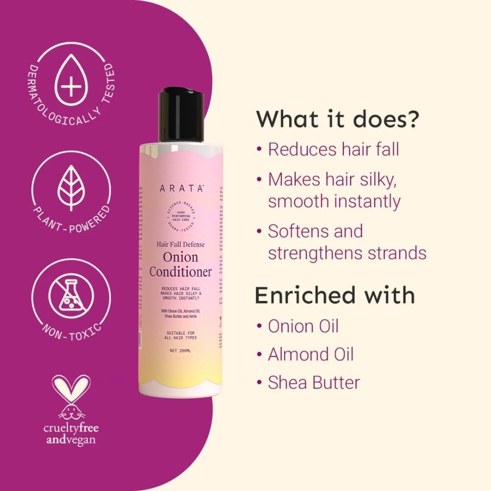 Arata Hair Fall Defense Onion Conditioner - 200ml - Image 3