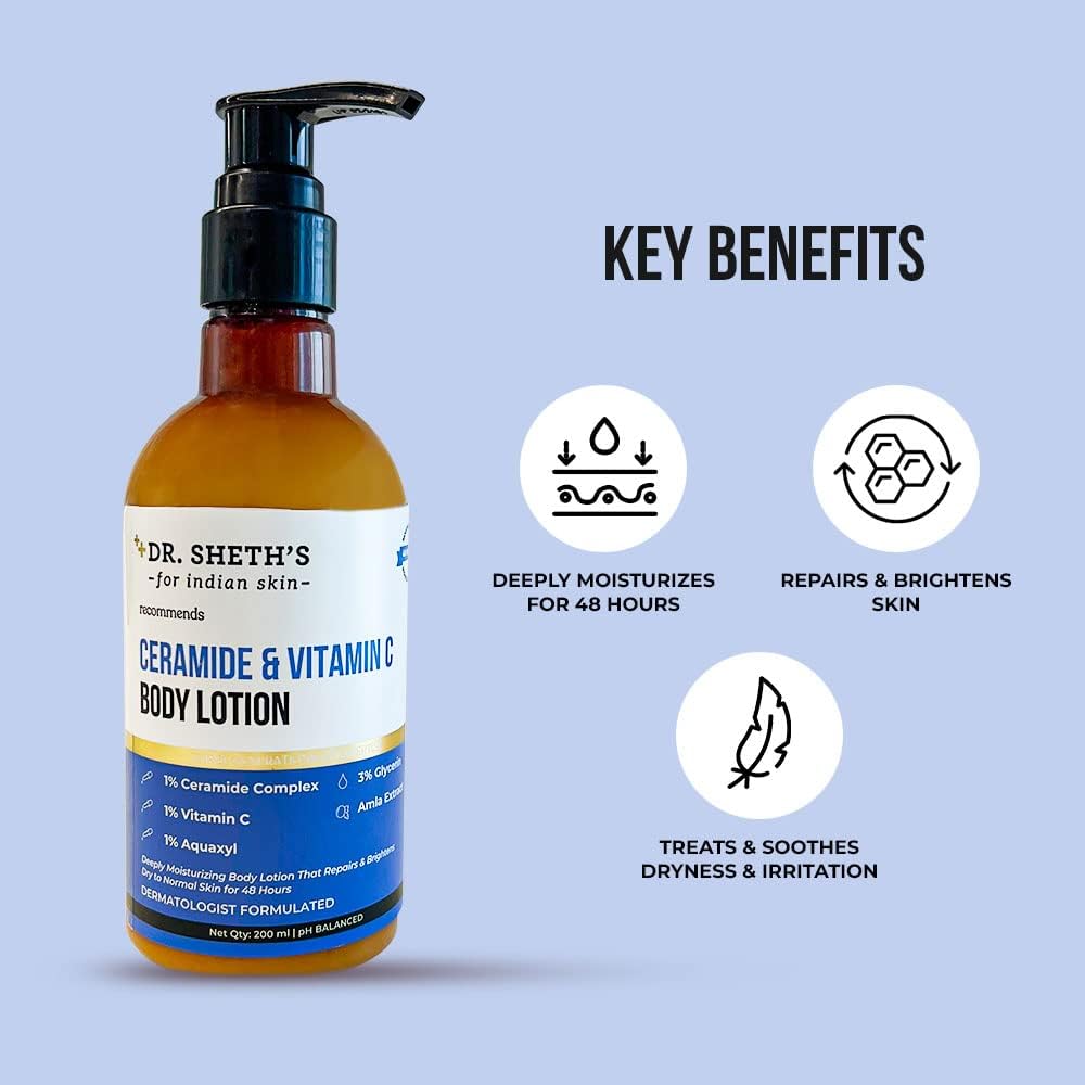 Dr. Sheth's Ceramide & Vitamin C Moisturising Body Lotion - 200ml - Image 2