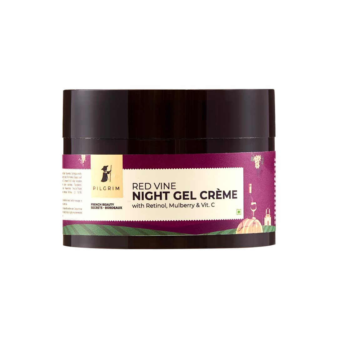 PILGRIM French Red Vine Anti Aging Night Cream for women with Retinol Mulberry & Vitamin C For Glowing Skin & Skin Repair| Retinol Night cream for oily dry & sensitive skin|Anti aging cream|50g
